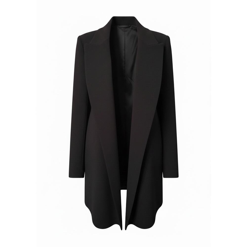 The Row Russo Black Long Line Blazer size US 2 SS16 Open Viscose Crepe Pockets